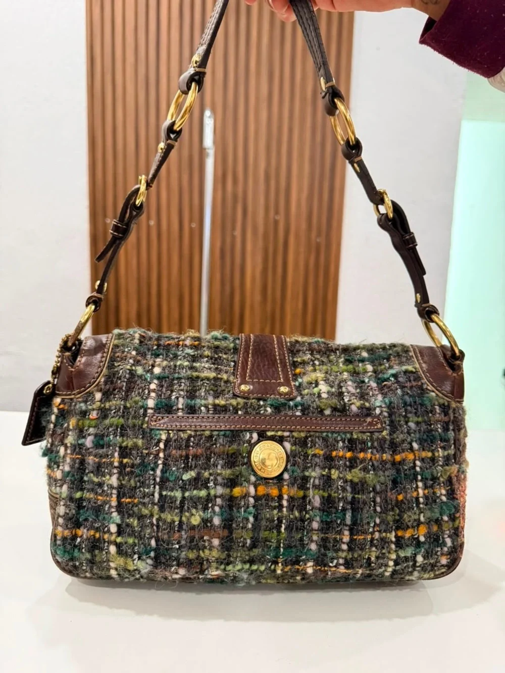 RARE Vintage Coach Leather Tweed Soho Multicolor Shoulder Bag Purse Y2K #8F18